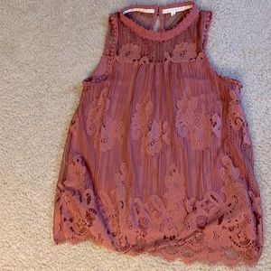 High neck lace tank top